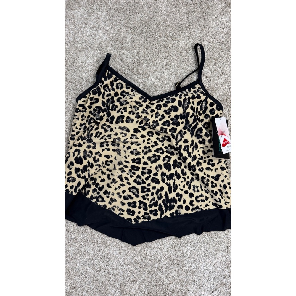 Maxine of Hollywood Swim Top Tankini Womens 8 Cheetah Dip in Wild Flutter